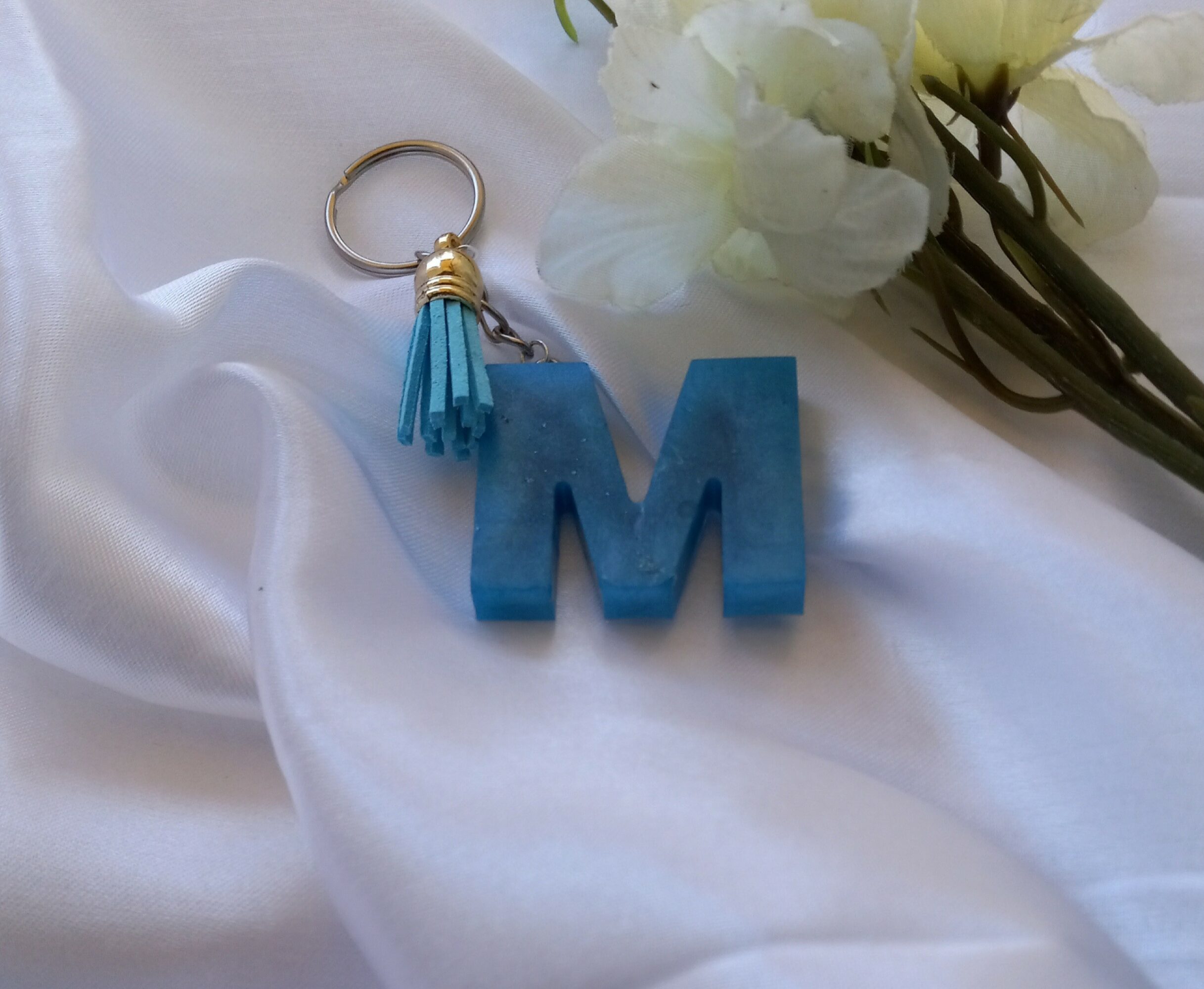 Gemstone Faux - Initial Keychain (A)